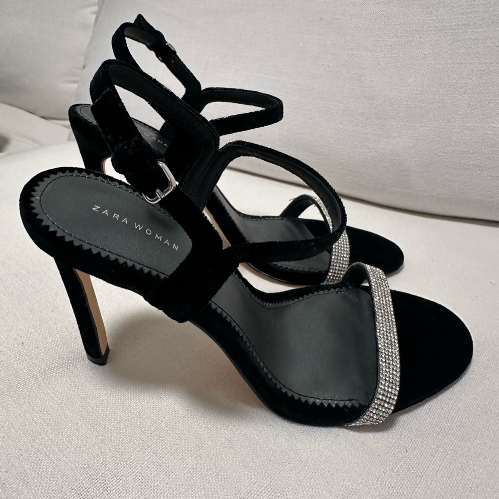 Zara Rhinestone Velvet Heels
